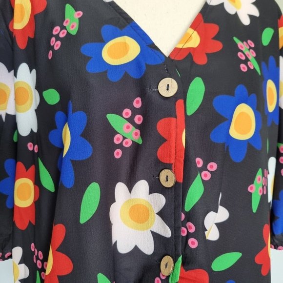 Lorraine Kerrie Multicolour Floral Frill Hem Top Plus Size 20 - Picture 6 of 10